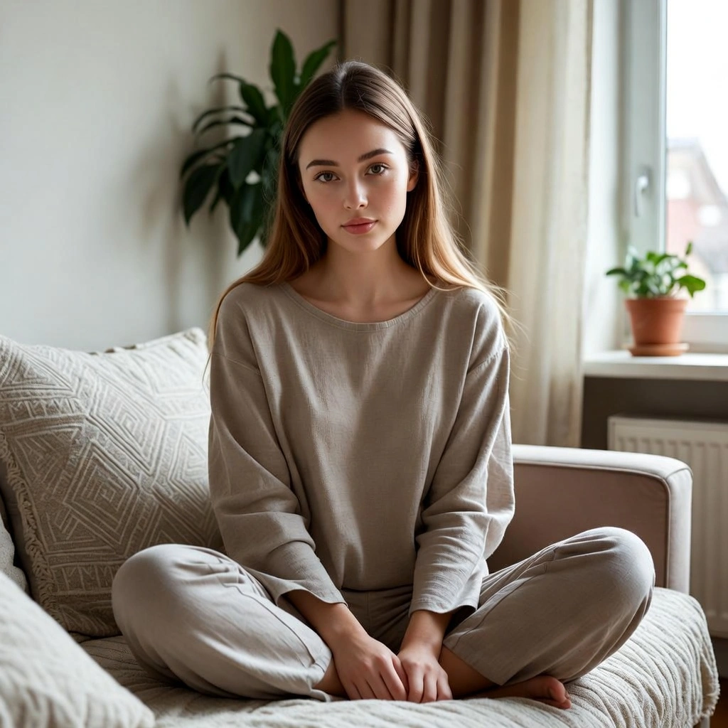 Sitting on sofa pose